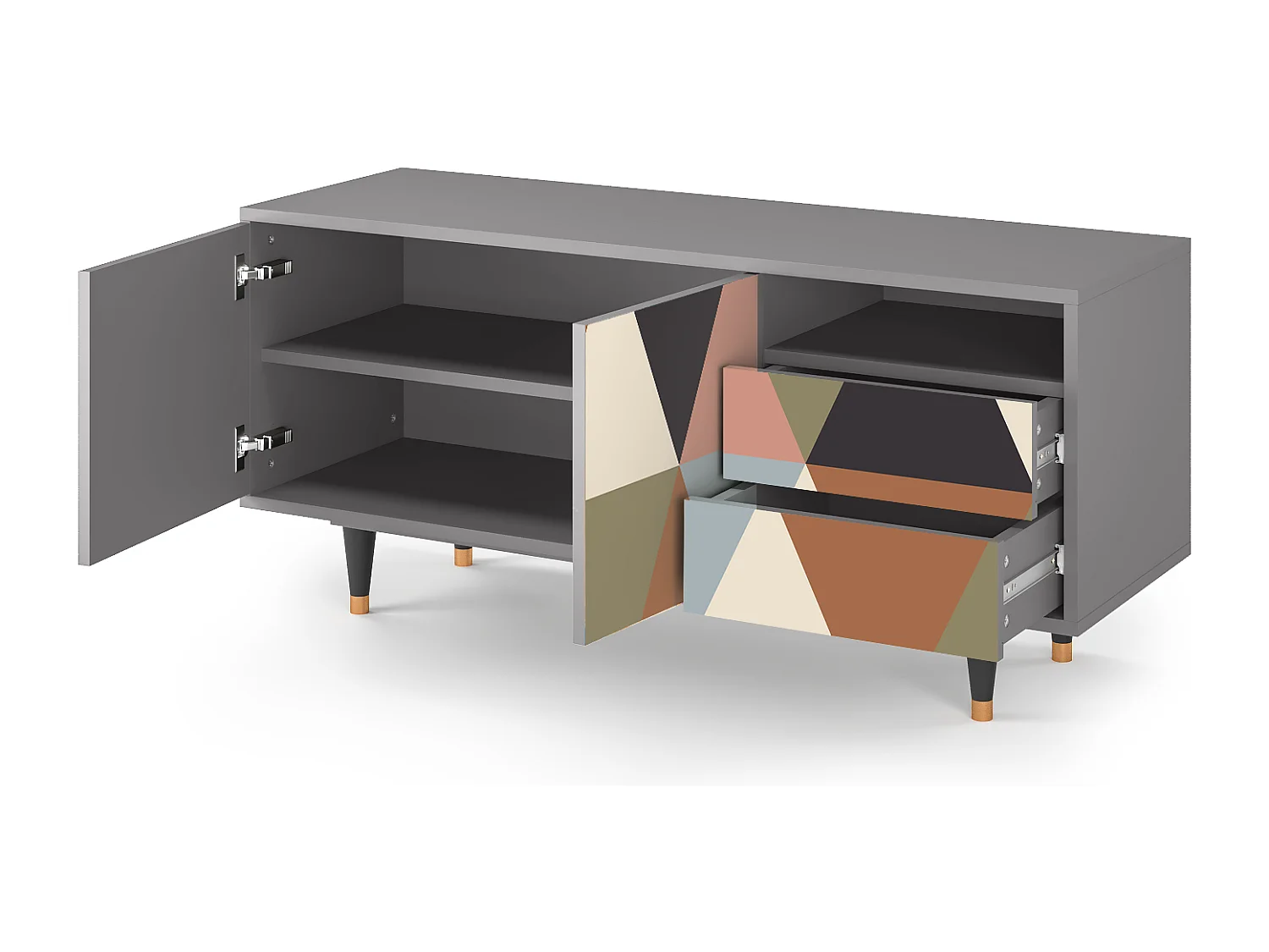 TV-Möbel - 125х56х41 cm - T7 - Royal Triangles, Grau