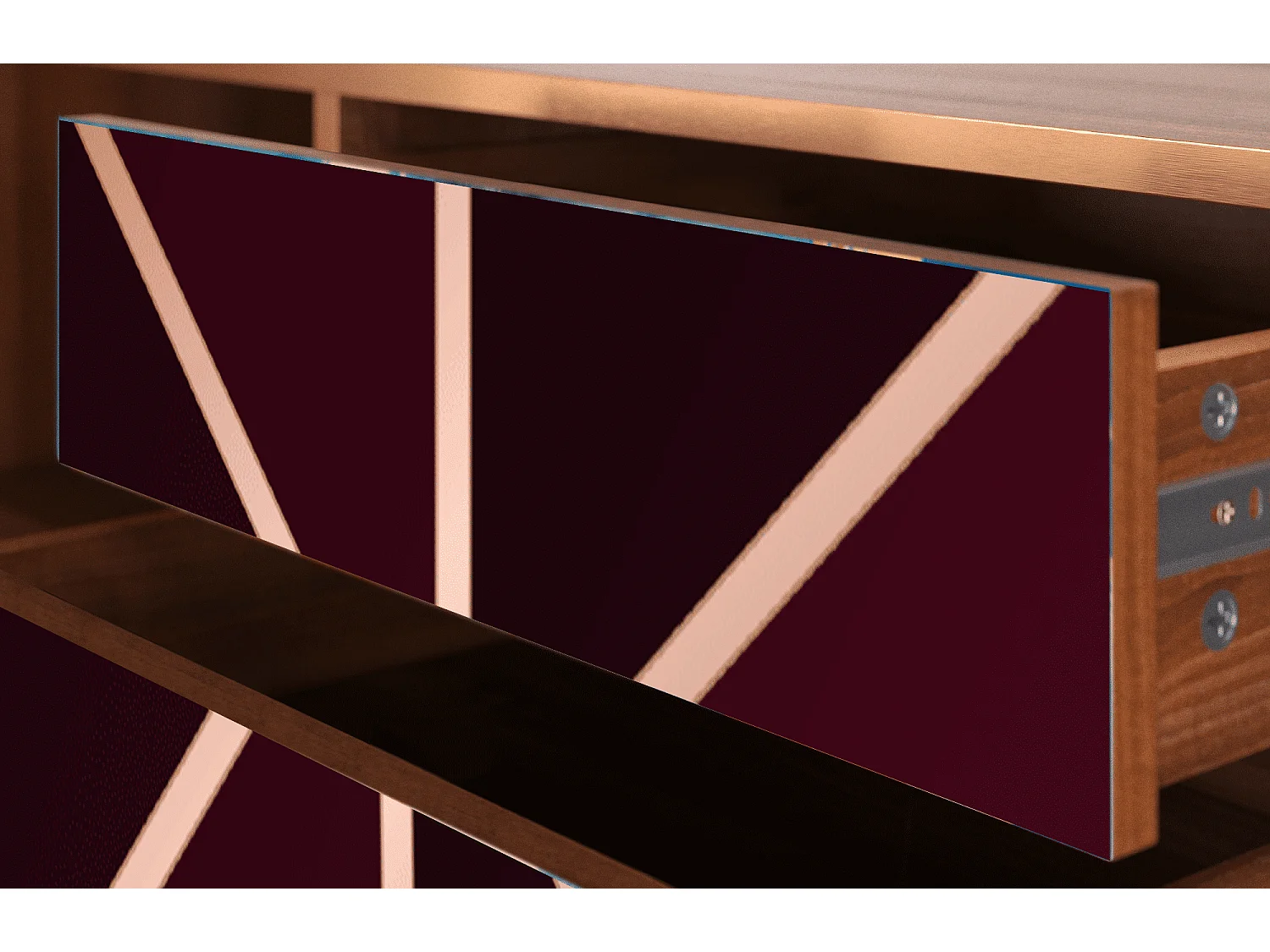 Mueble de TV - 170х59х48 cm - T4 - Burgundy Jewelery, Nogueira