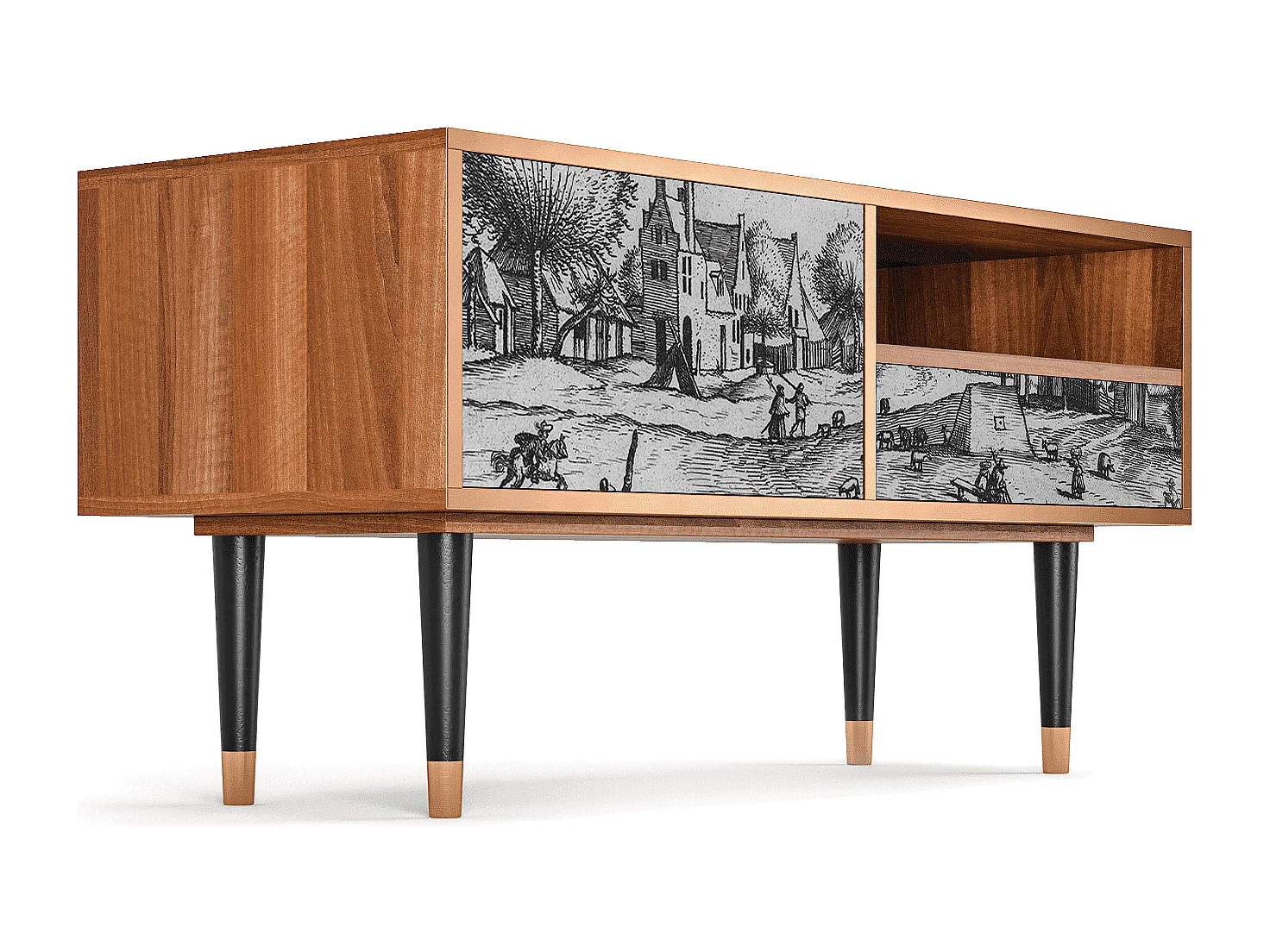 Meuble TV - 115х59х48 cm - T3 - Country Village, Noyer