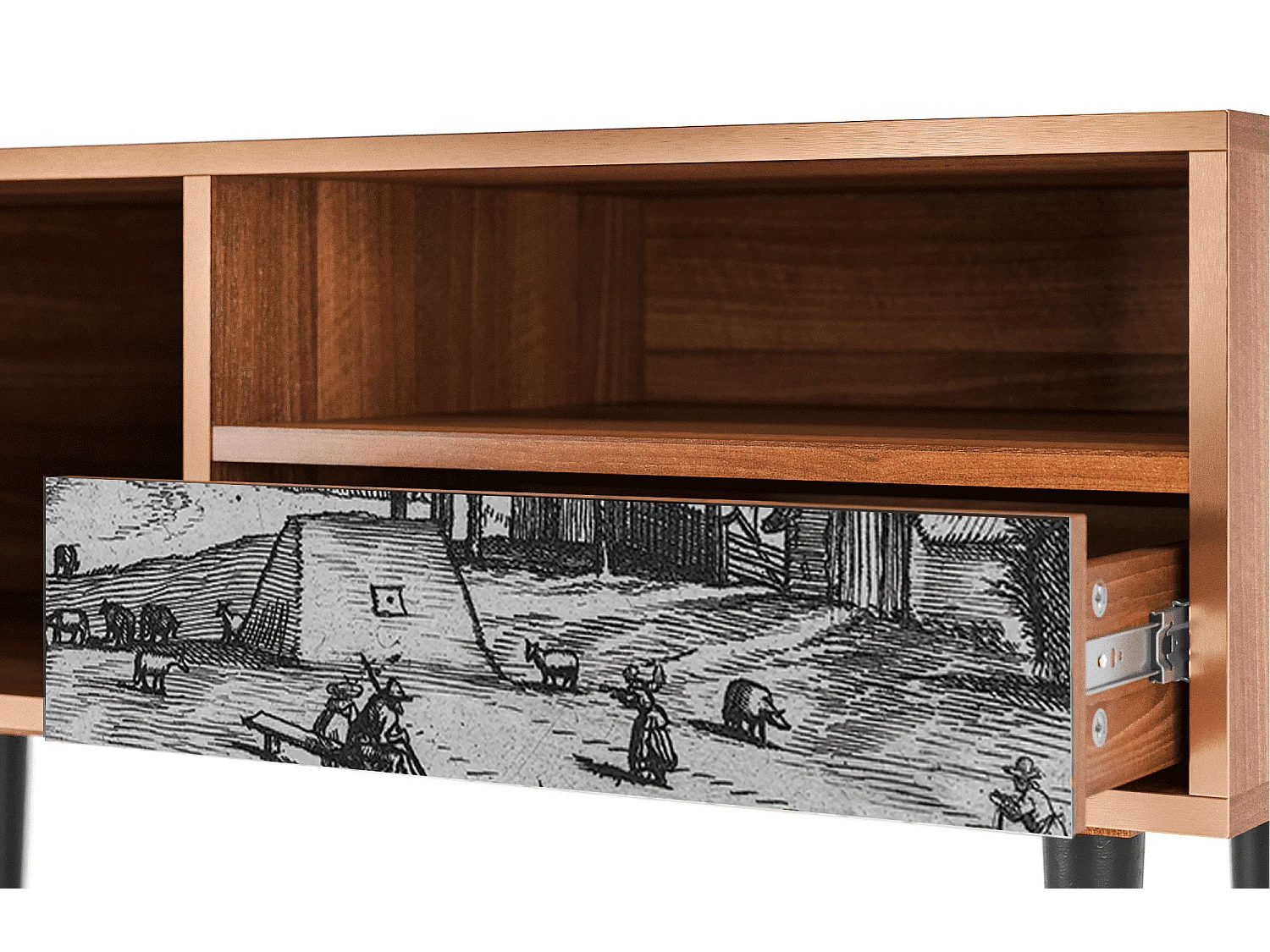 Meuble TV - 115х59х48 cm - T3 - Country Village, Noyer