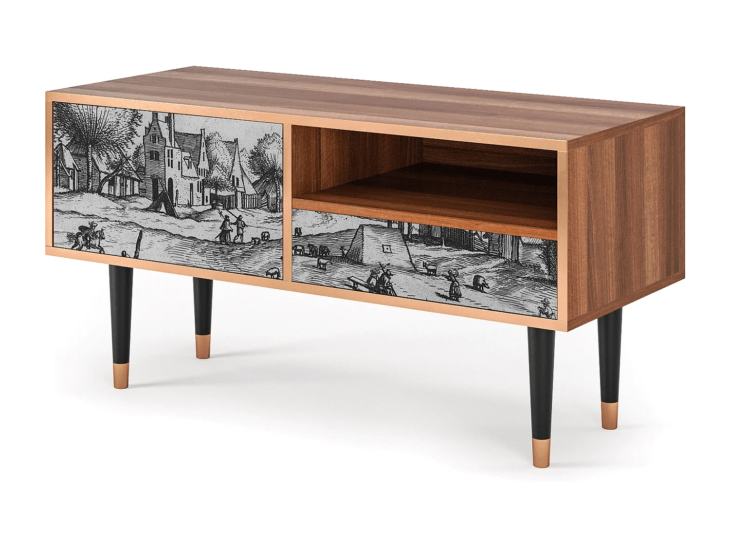 Mobile TV - 115х59х48 cm - T3 - Country Village, Noce