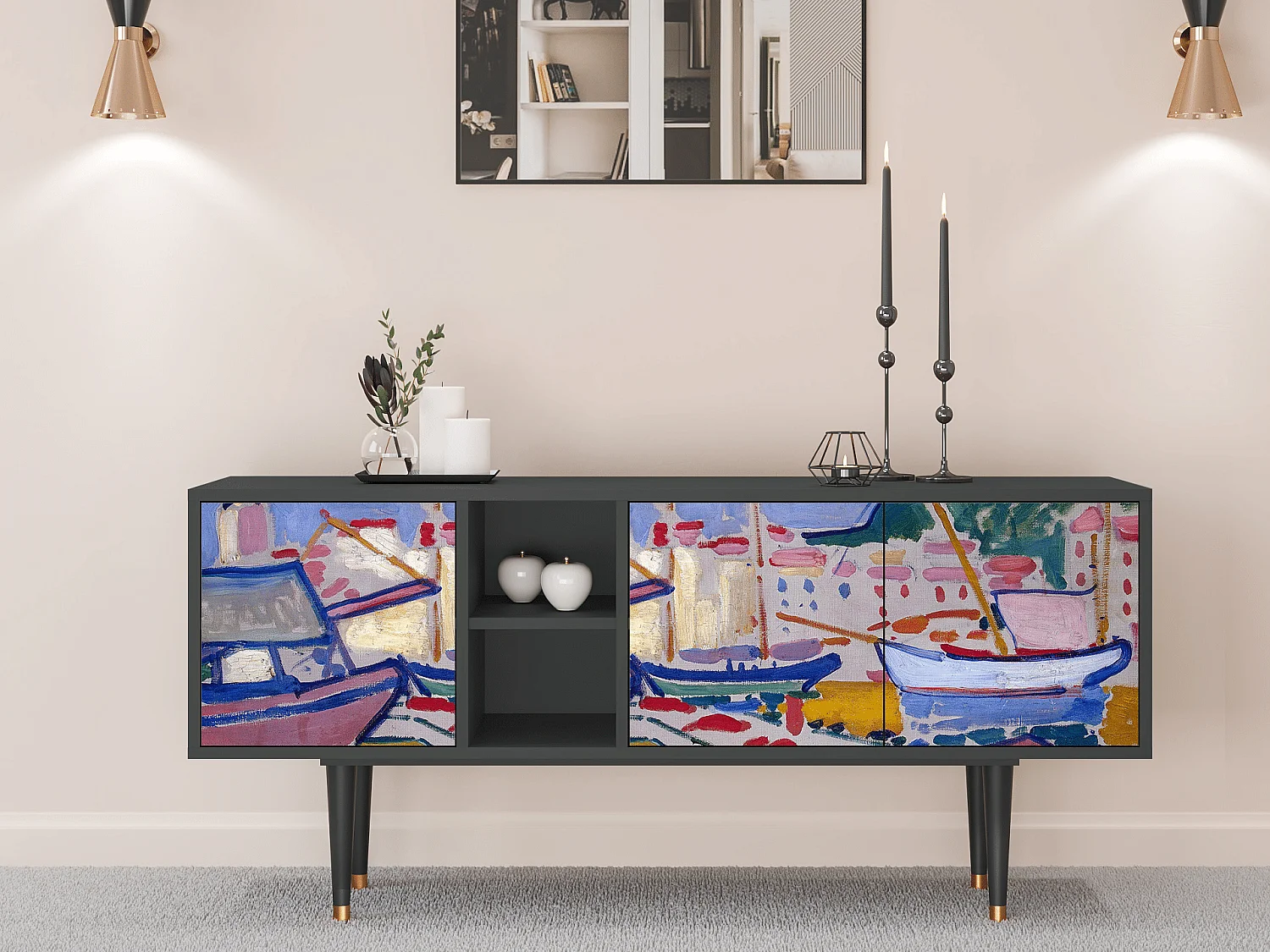 TV-Möbel - 150х69х41 cm - T5 - The Port of Collioure , Anthrazit