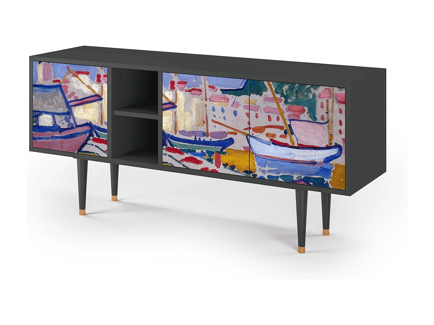 Szafka RTV - 150х69х41 cm - T5 - The Port of Collioure , Antracyt