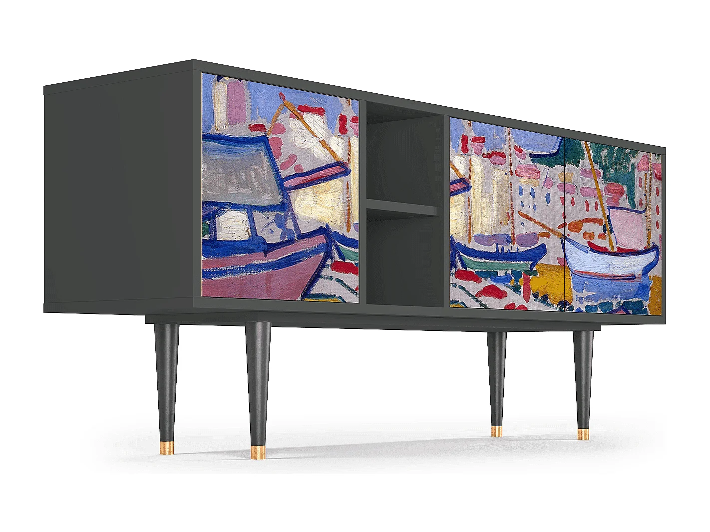 Szafka RTV - 150х69х41 cm - T5 - The Port of Collioure , Antracyt