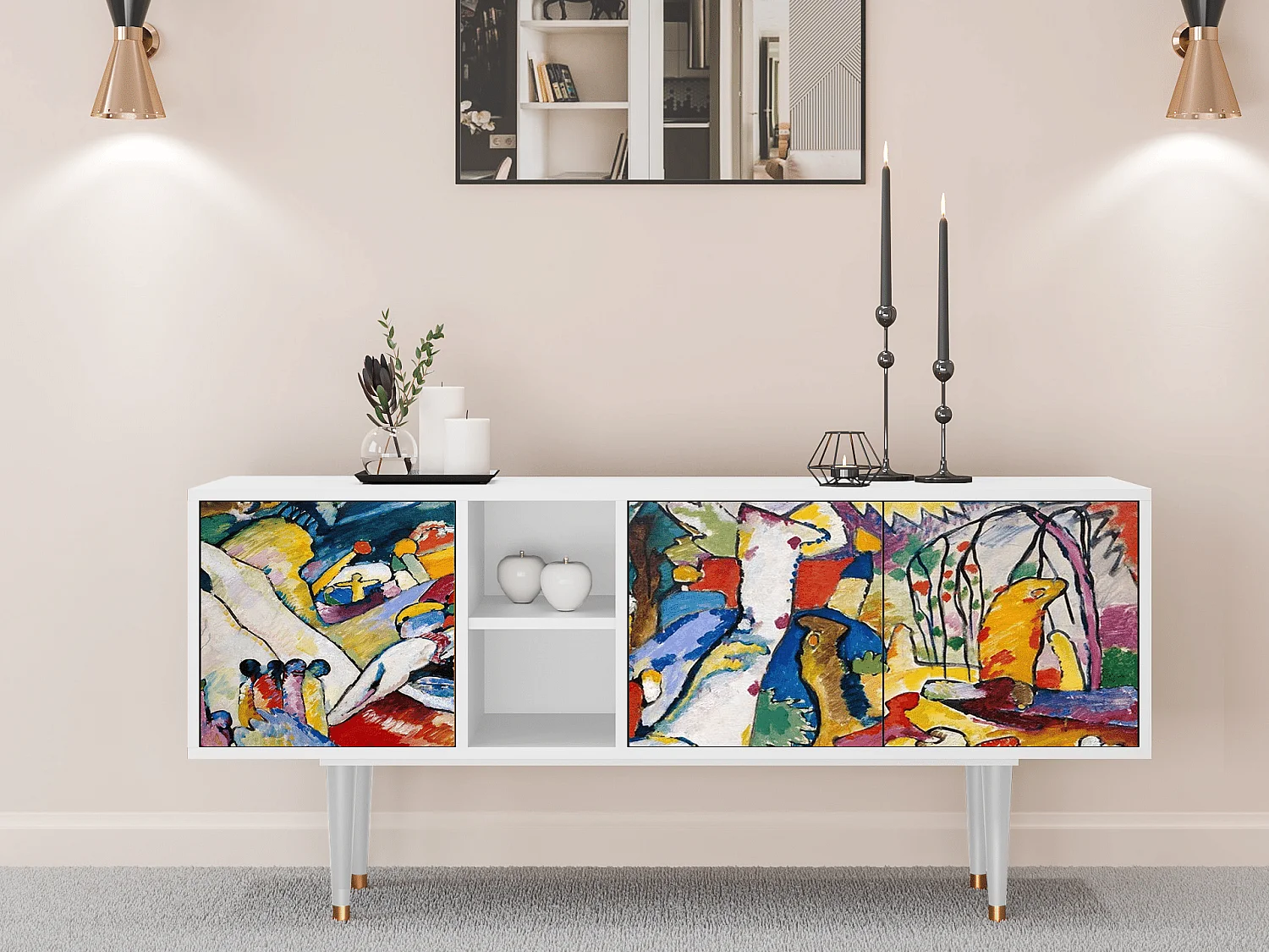 Meuble TV - 150х69х41 cm - T5 - Improvisation 26  , Blanc