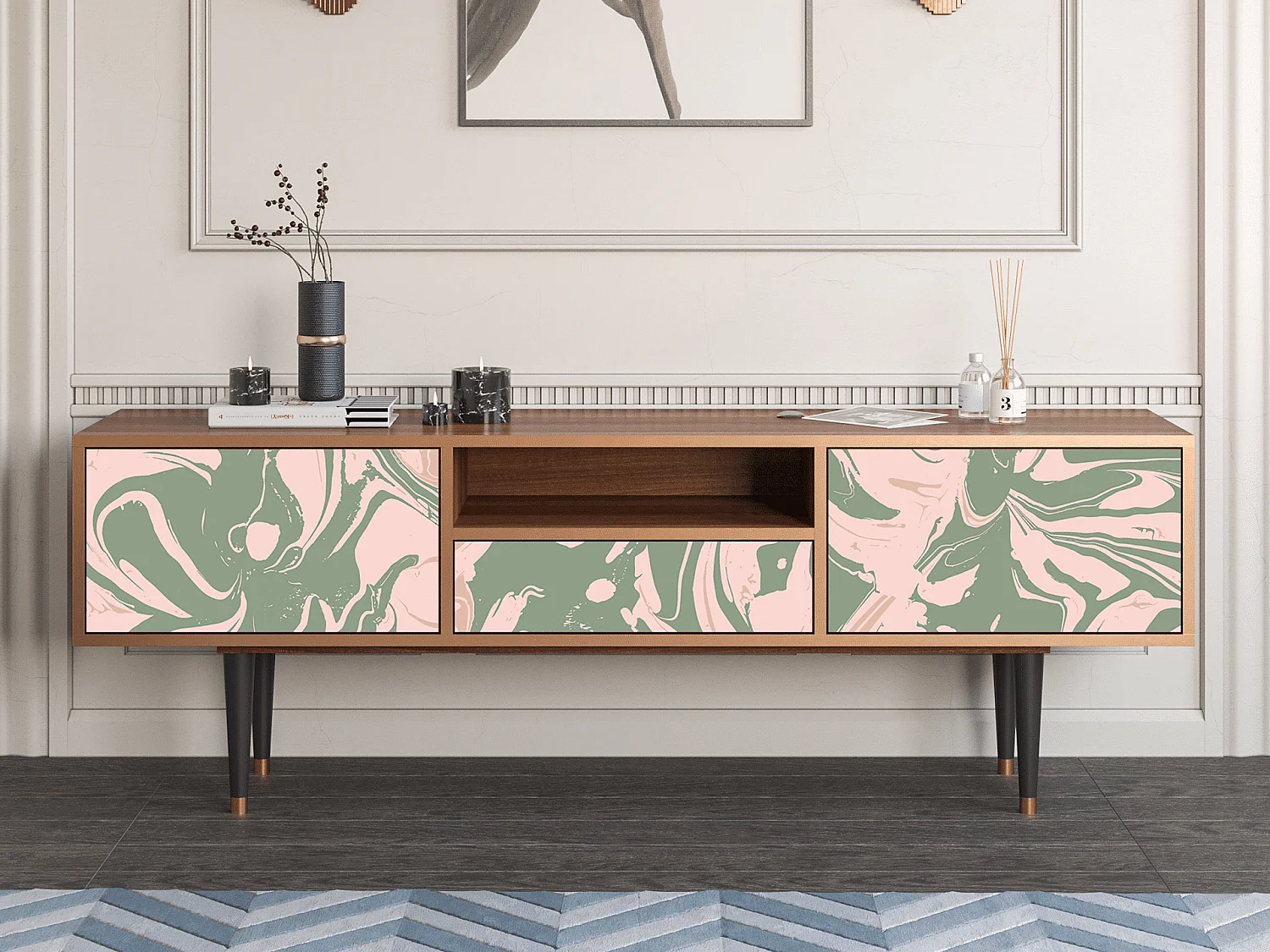 Mueble de TV - 170х59х41 cm - T6 - Aquarelle, Nogal