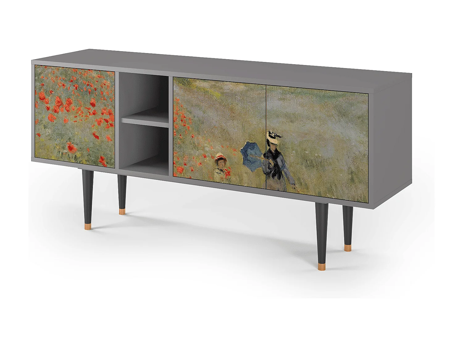 Meuble TV - 150х69х41 cm - T5 - The Poppy Field   , Gris