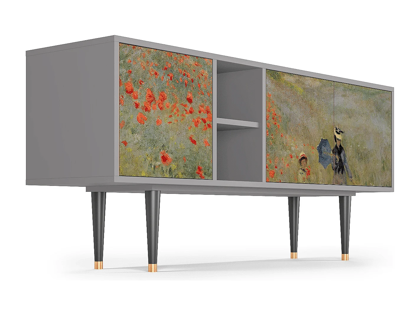 Meuble TV - 150х69х41 cm - T5 - The Poppy Field   , Gris