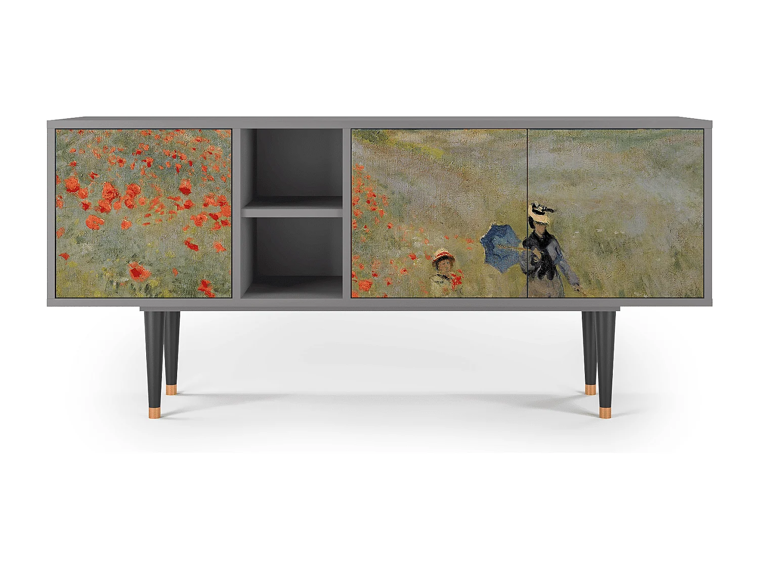 Meuble TV - 150х69х41 cm - T5 - The Poppy Field   , Gris
