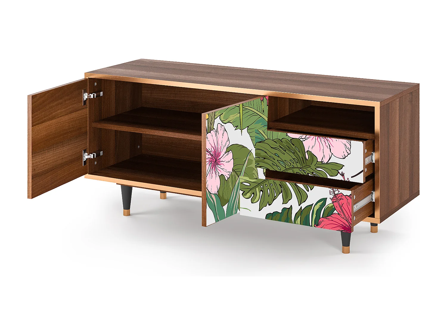 Mobile TV - 125х56х41 cm - T7 - Verdant Tropics, Noce