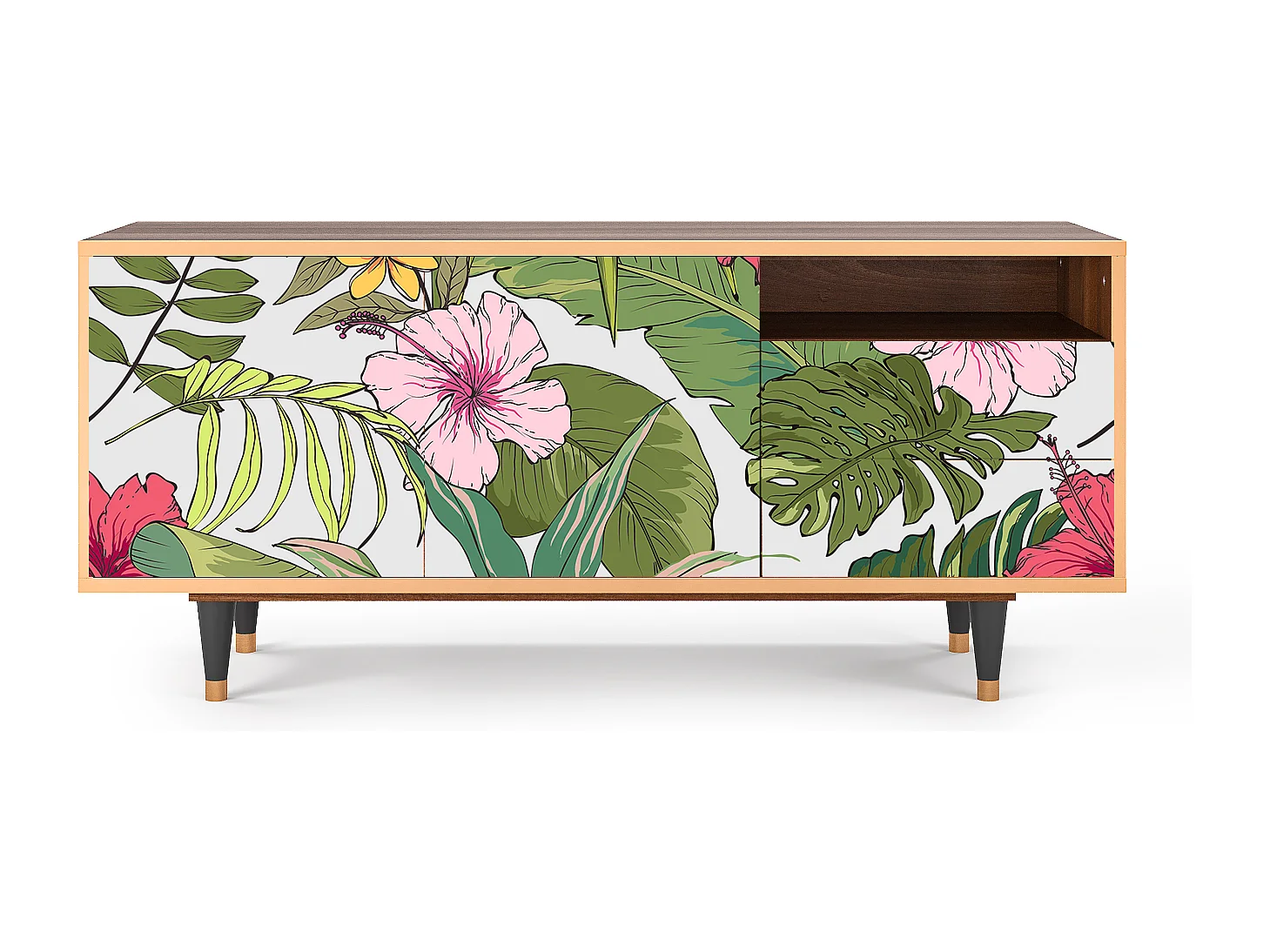 Meuble TV - 125х56х41 cm - T7 - Verdant Tropics, Noyer
