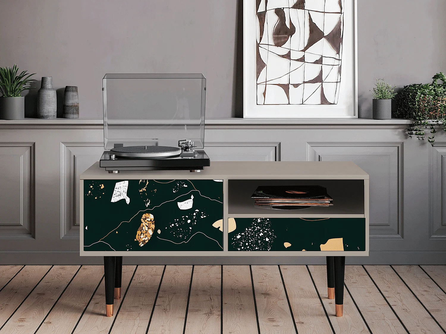 Meuble TV - 115х59х48 cm - T3 - Space Rocks, Sable