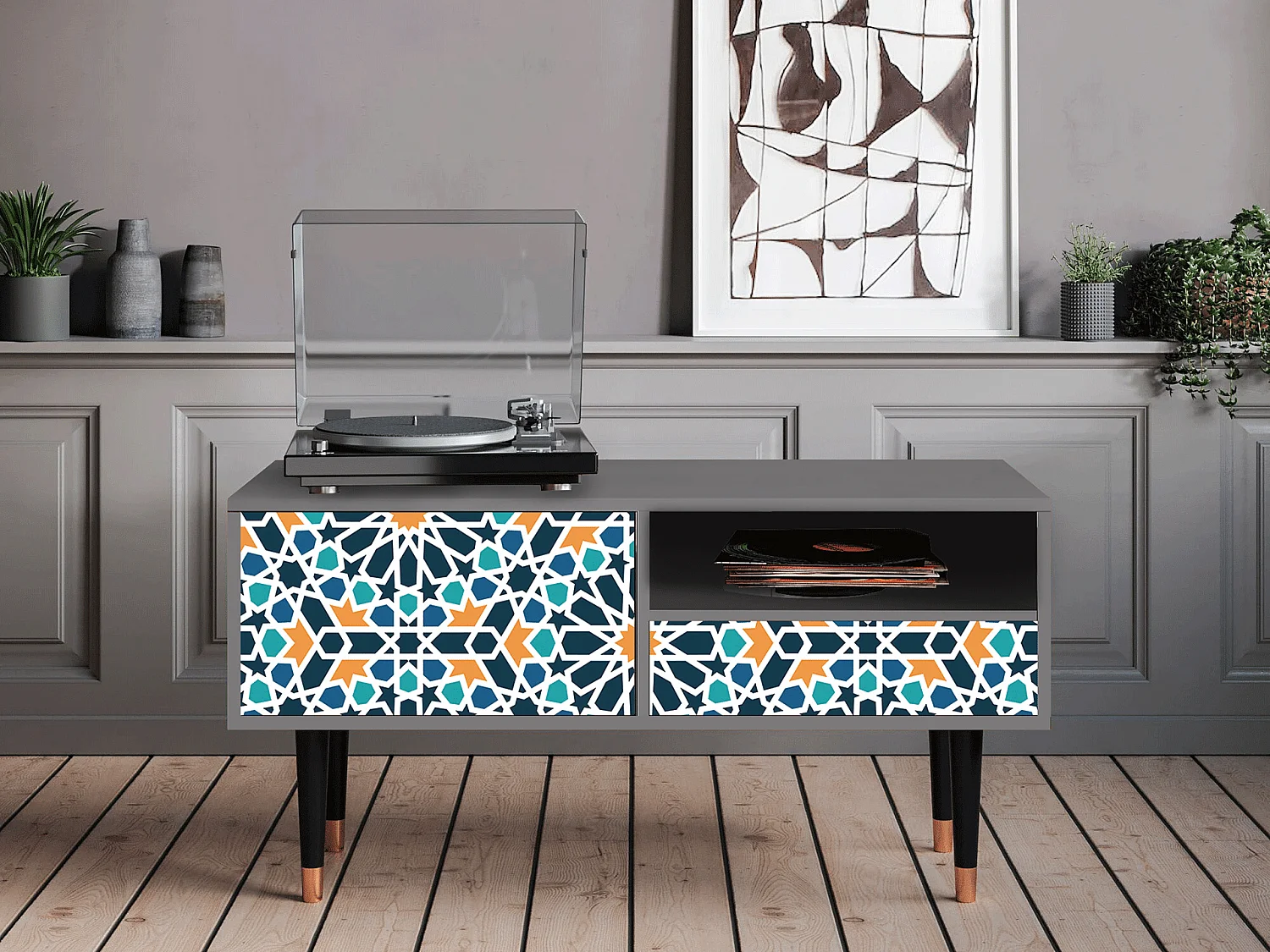 TV-meubel - 115х59х48 cm - T3 - Kaleidoscope, Grijs