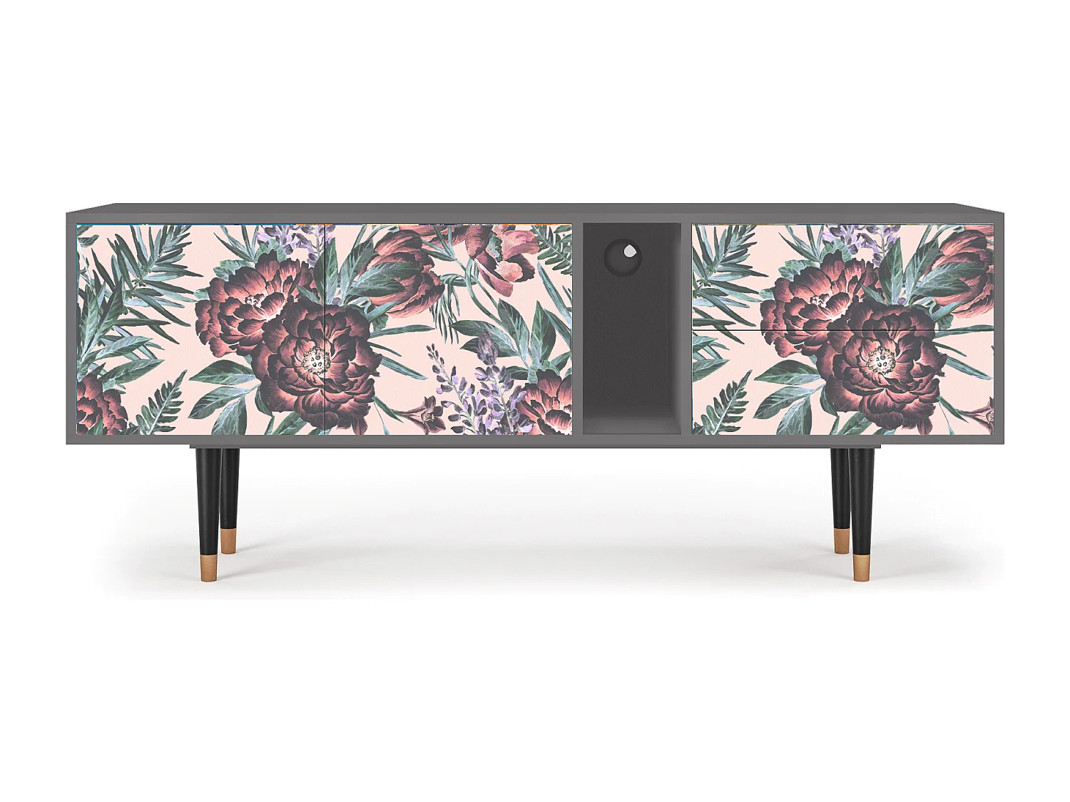 Mueble de TV - 170х69х48 cm - T1 - Peach Peonies, Gris