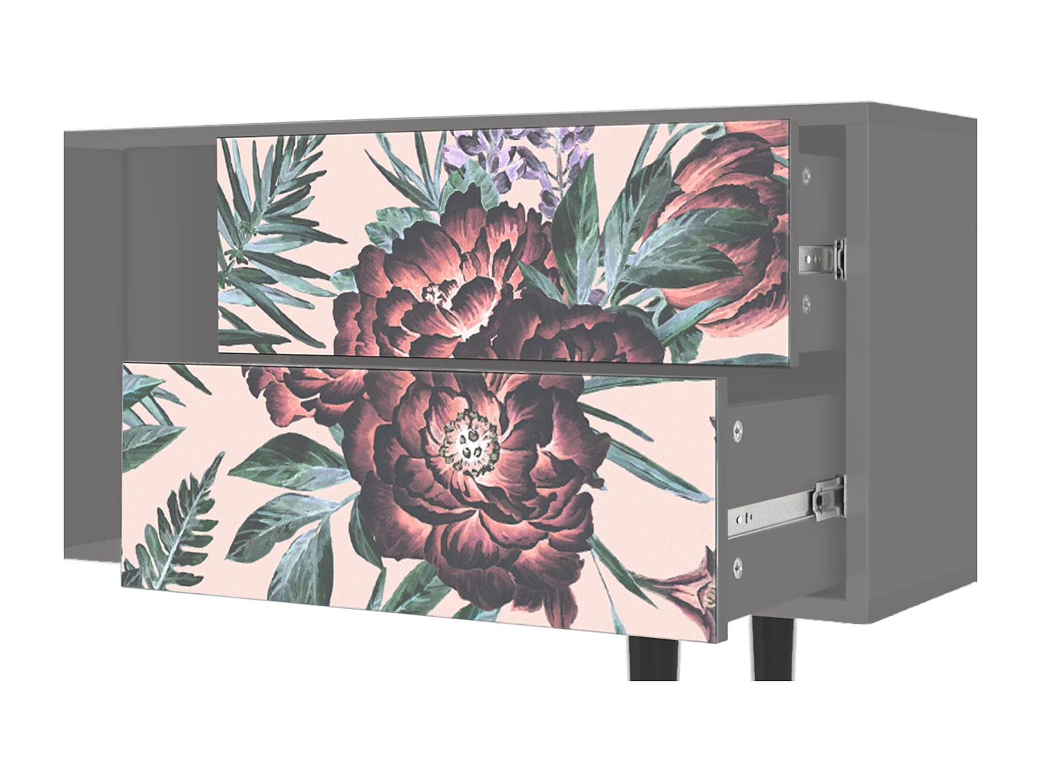 Mueble de TV - 170х69х48 cm - T1 - Peach Peonies, Gris