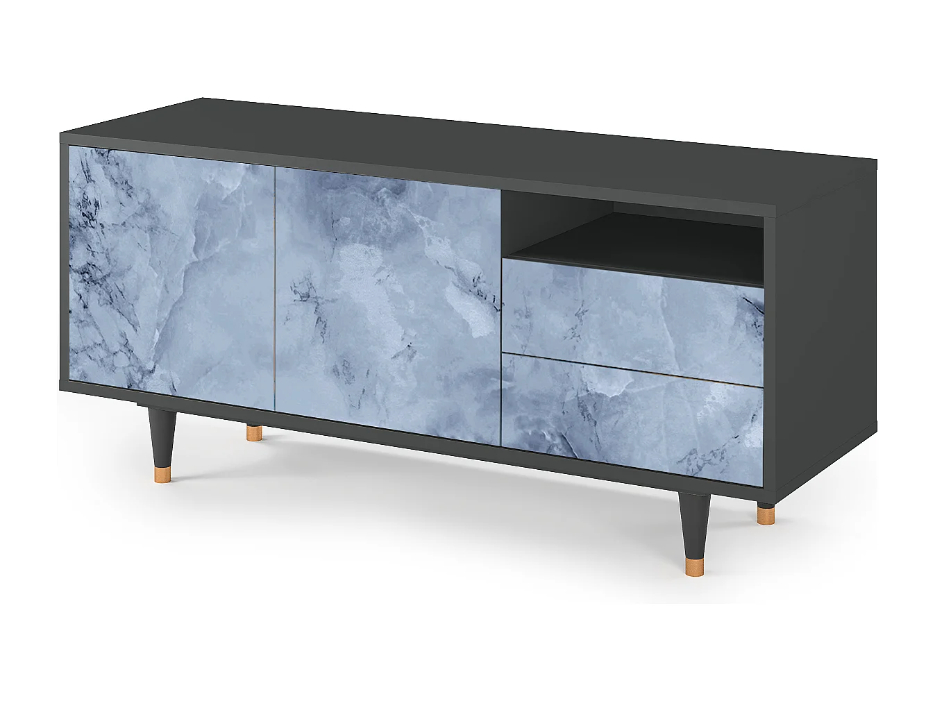 Szafka RTV - 125х56х41 cm - T7 - Feather Ice, Antracyt