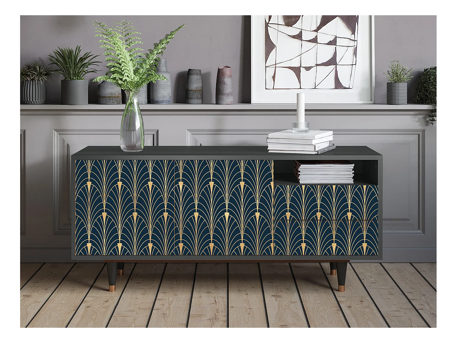 Mobile TV - 125х56х41 cm - T7 - Flower of the Nile, Antracite