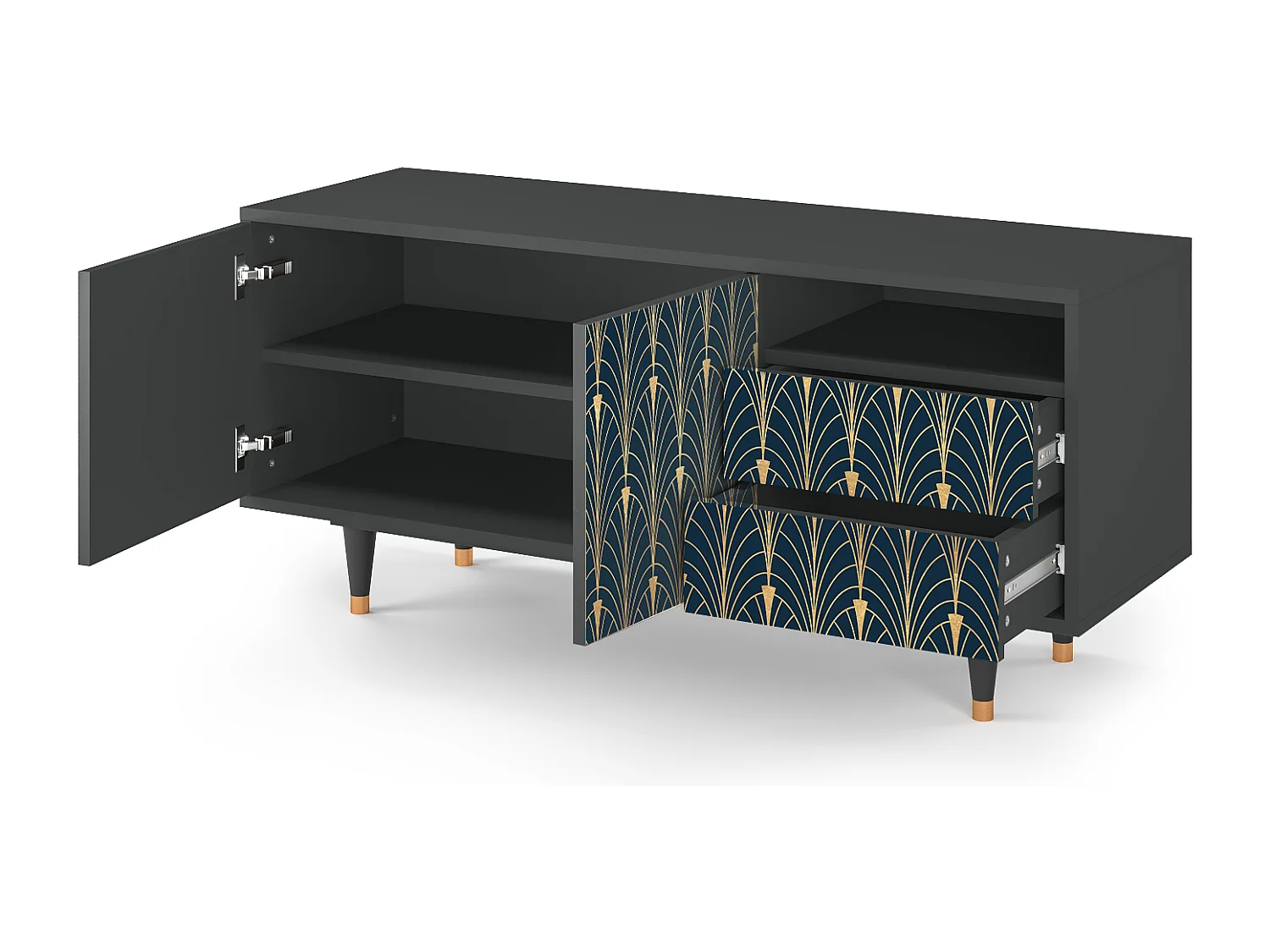 TV-meubel - 125х56х41 cm - T7 - Flower of the Nile, Antraciet