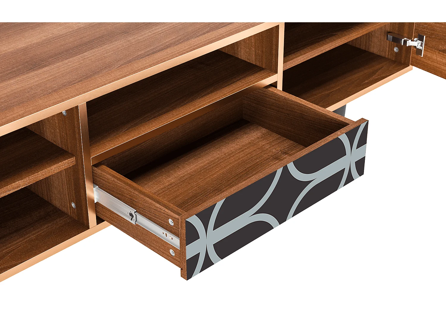 Meuble TV - 170х59х41 cm - T6 - Braided Blue, Noyer