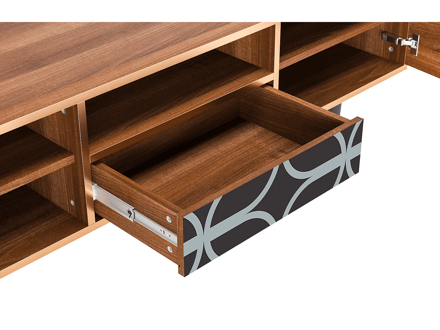 Meuble TV - 170х59х41 cm - T6 - Braided Blue, Noyer