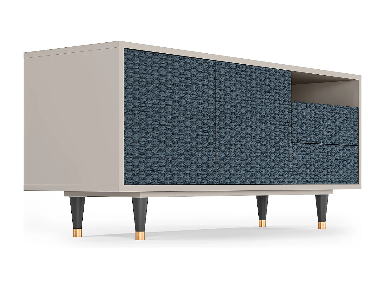 Szafka RTV - 125х56х41 cm - T7 - Knitted Pattern, Piaskowy