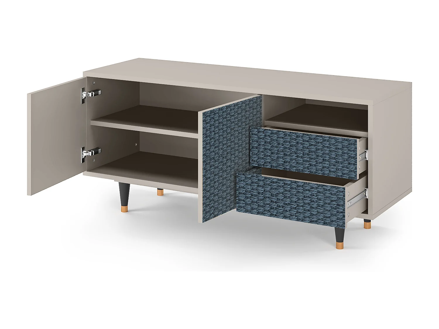 Szafka RTV - 125х56х41 cm - T7 - Knitted Pattern, Piaskowy