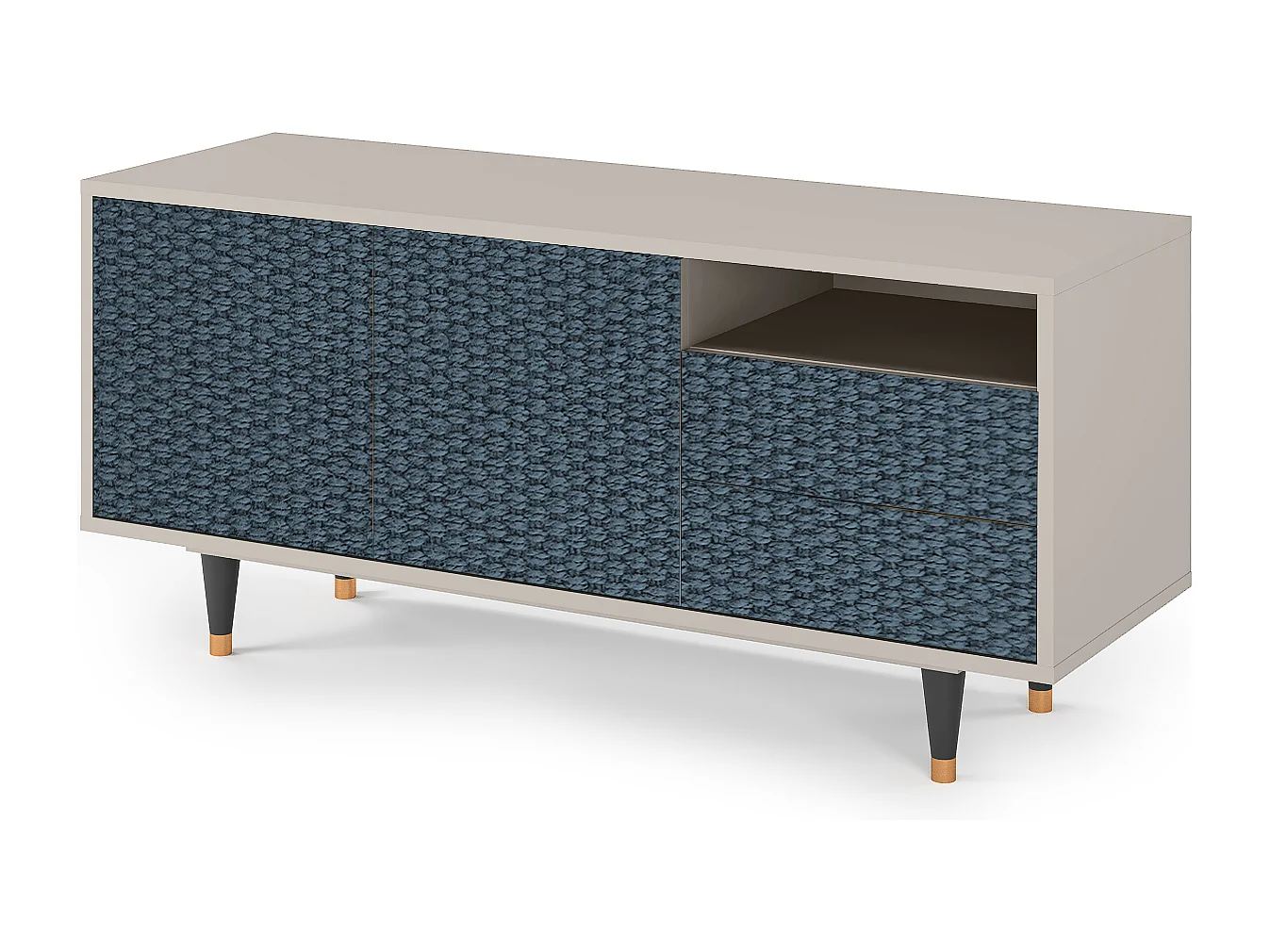 Szafka RTV - 125х56х41 cm - T7 - Knitted Pattern, Piaskowy