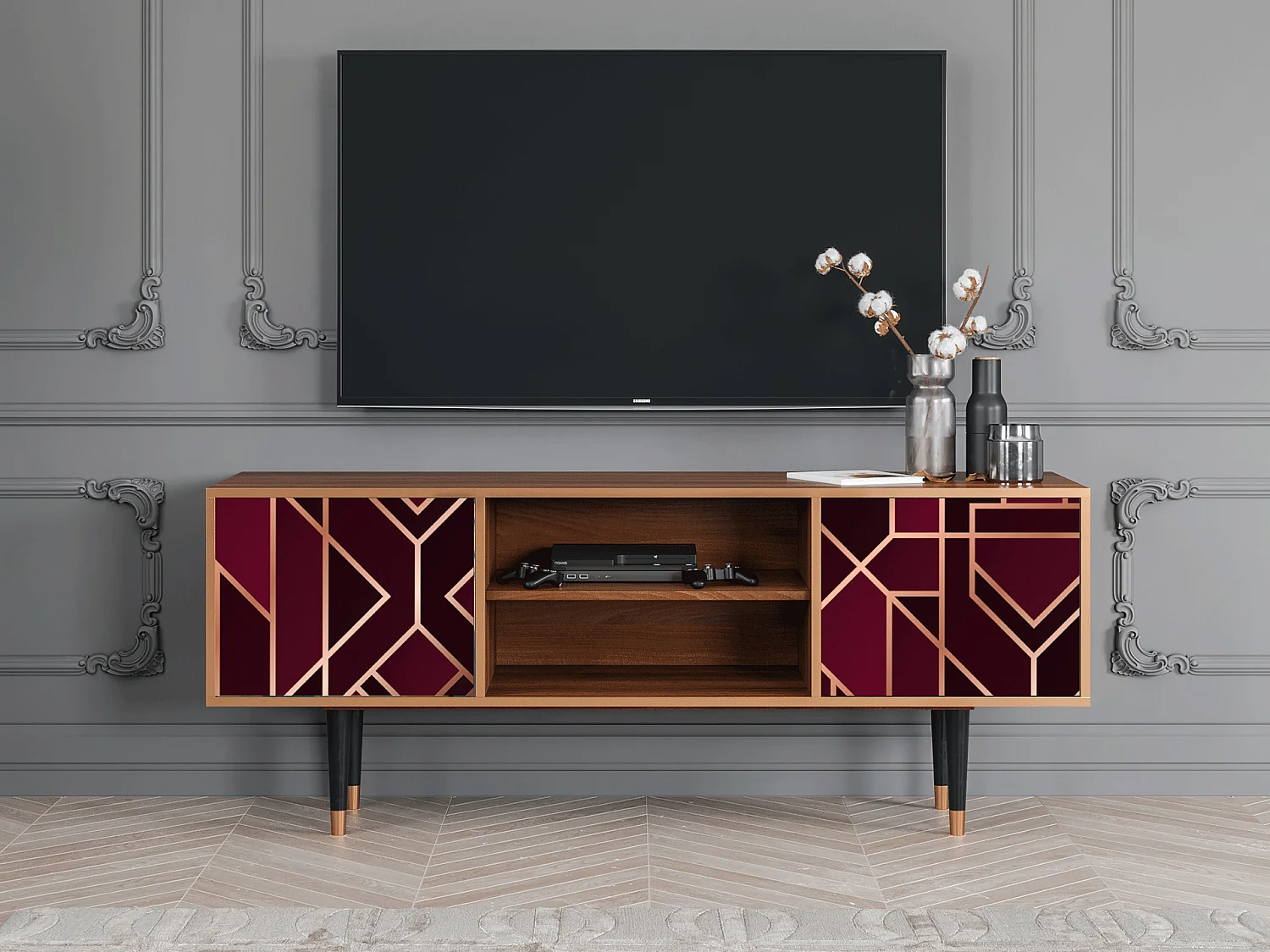 Meuble TV - 170х69х48 cm - T2 - Burgundy Jewelery, Noyer