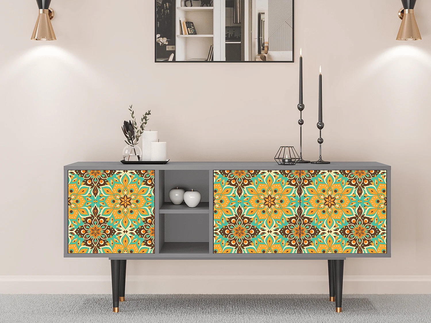 Mueble de TV - 150х69х41 cm - T5 - Indian Spices, Gris