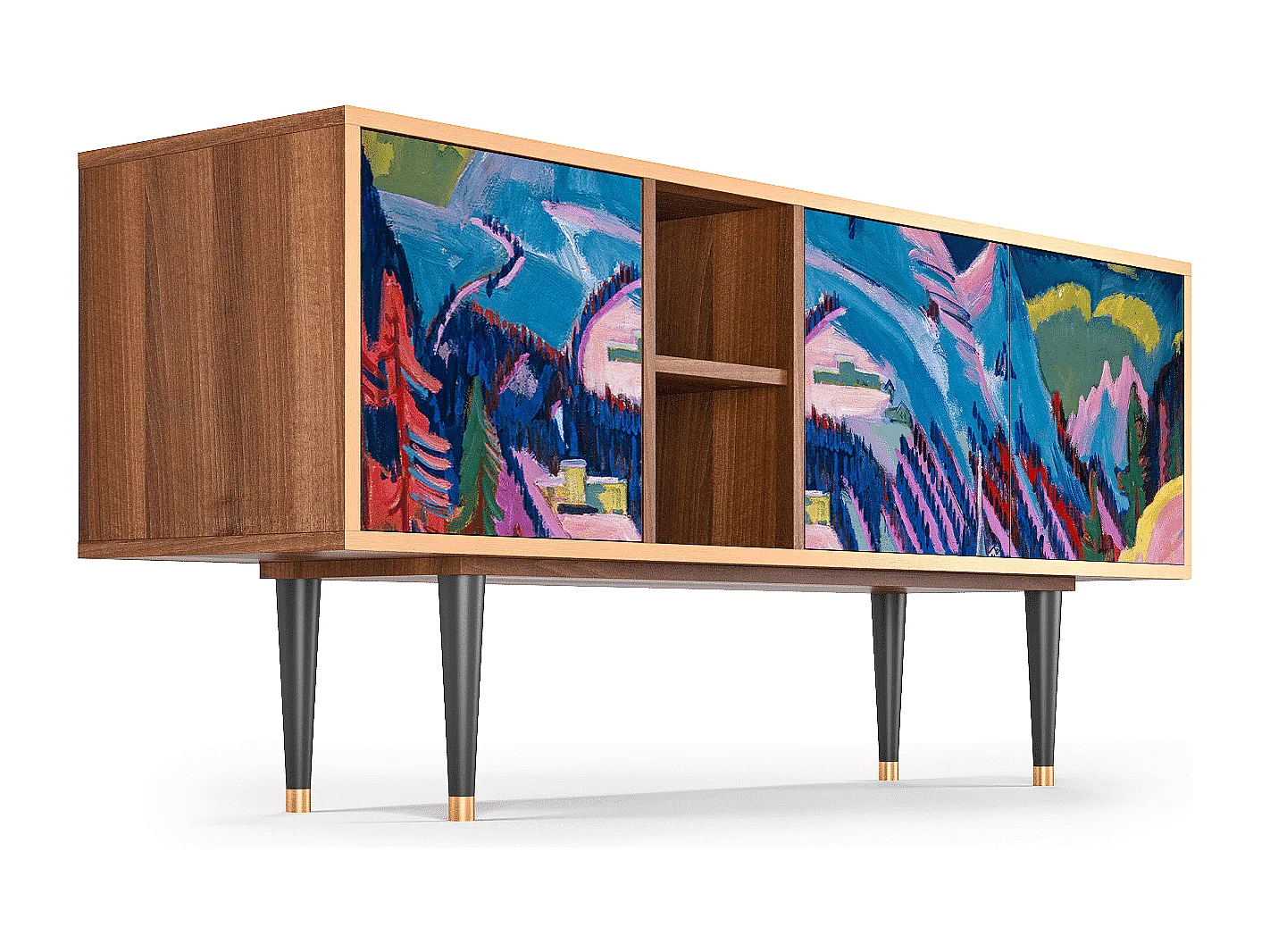 Meuble TV - 150х69х41 cm - T5 - Davos Winter, Noyer