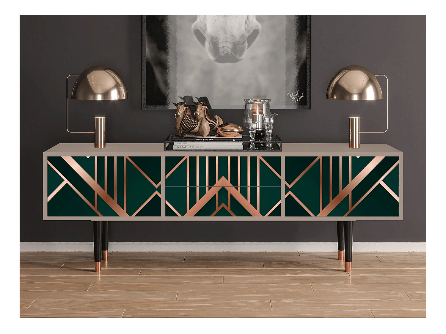 Meuble TV - 170х59х48 cm - T4 - Emerald Gatsby, Latte