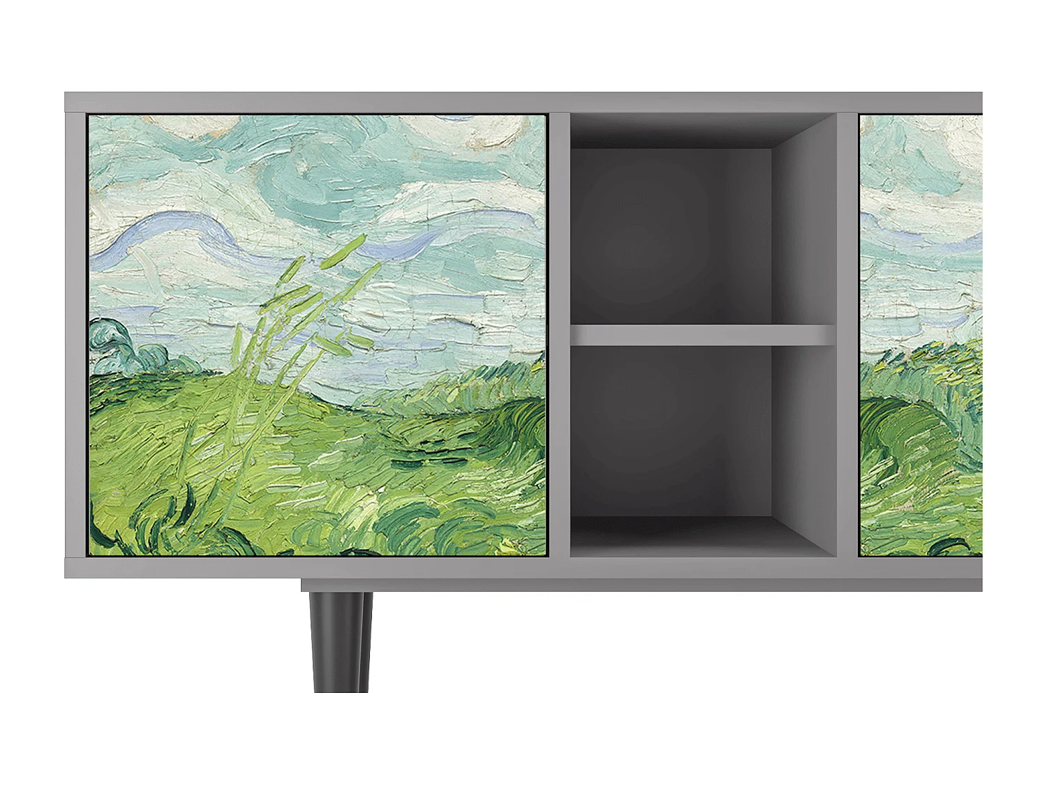 Meuble TV - 150х69х41 cm - T5 - Green Wheat Fields, Gris