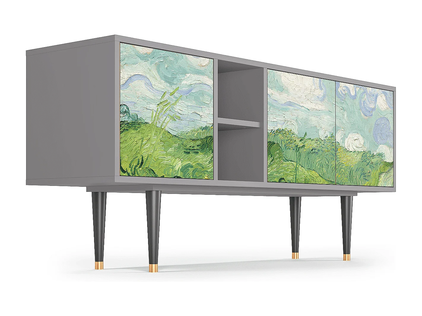 Meuble TV - 150х69х41 cm - T5 - Green Wheat Fields, Gris