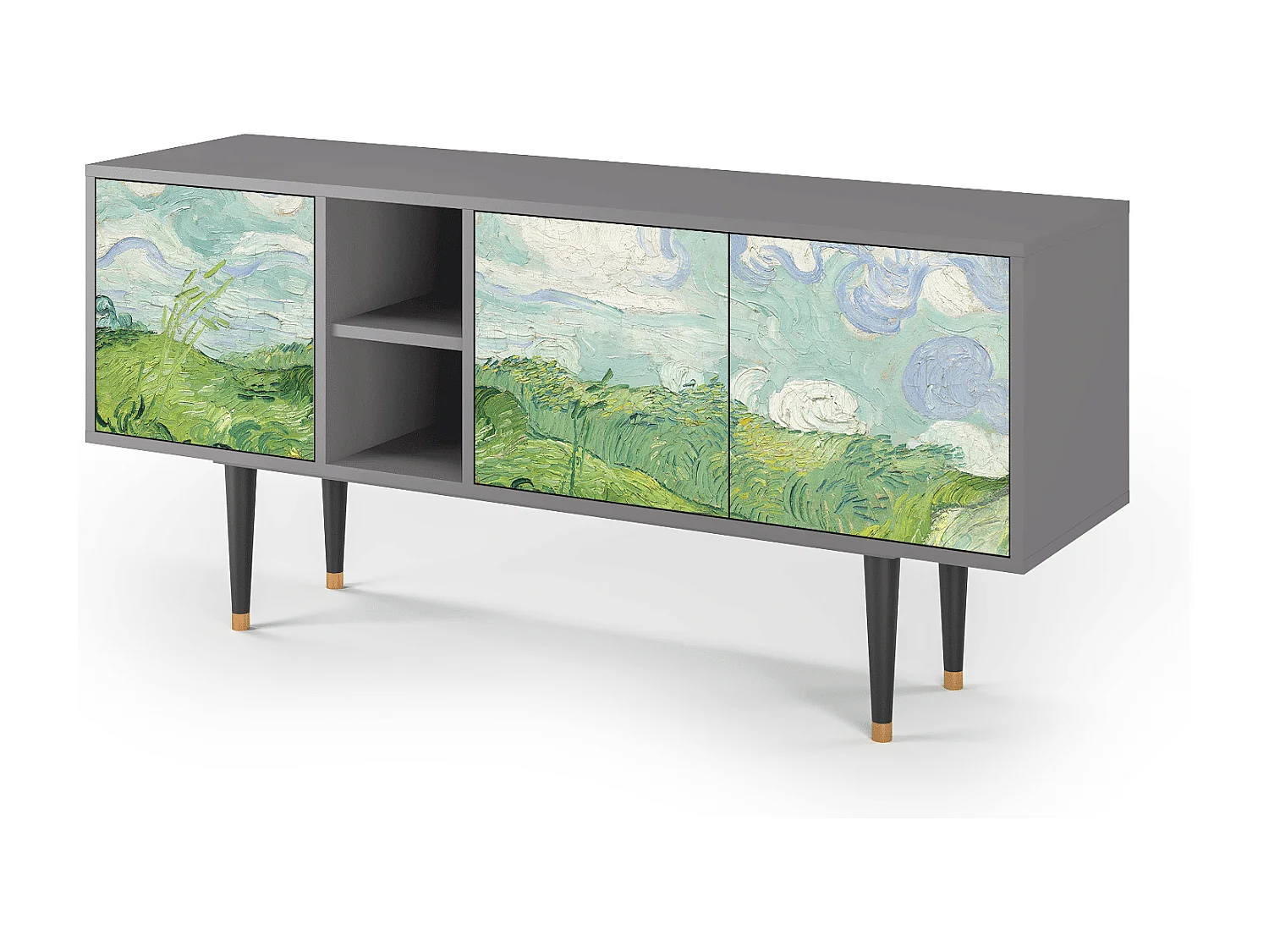 Meuble TV - 150х69х41 cm - T5 - Green Wheat Fields, Gris