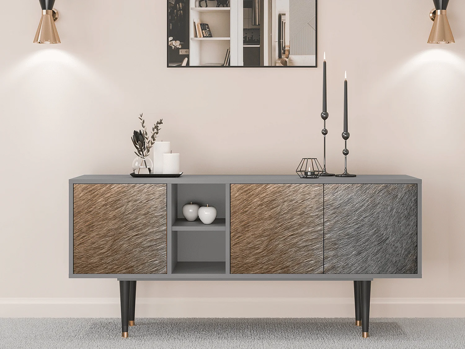 TV-meubel - 150х69х41 cm - T5 - Peanut Hair, Grijs