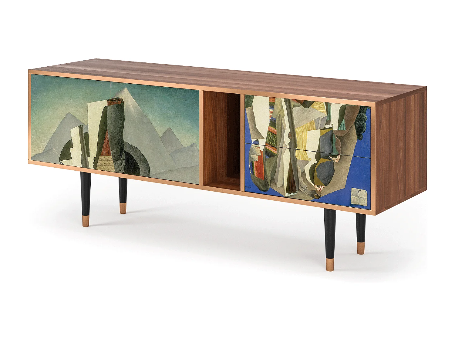 Meuble TV - 170х69х48 cm - T1 - The Cubist Paintings , Noyer