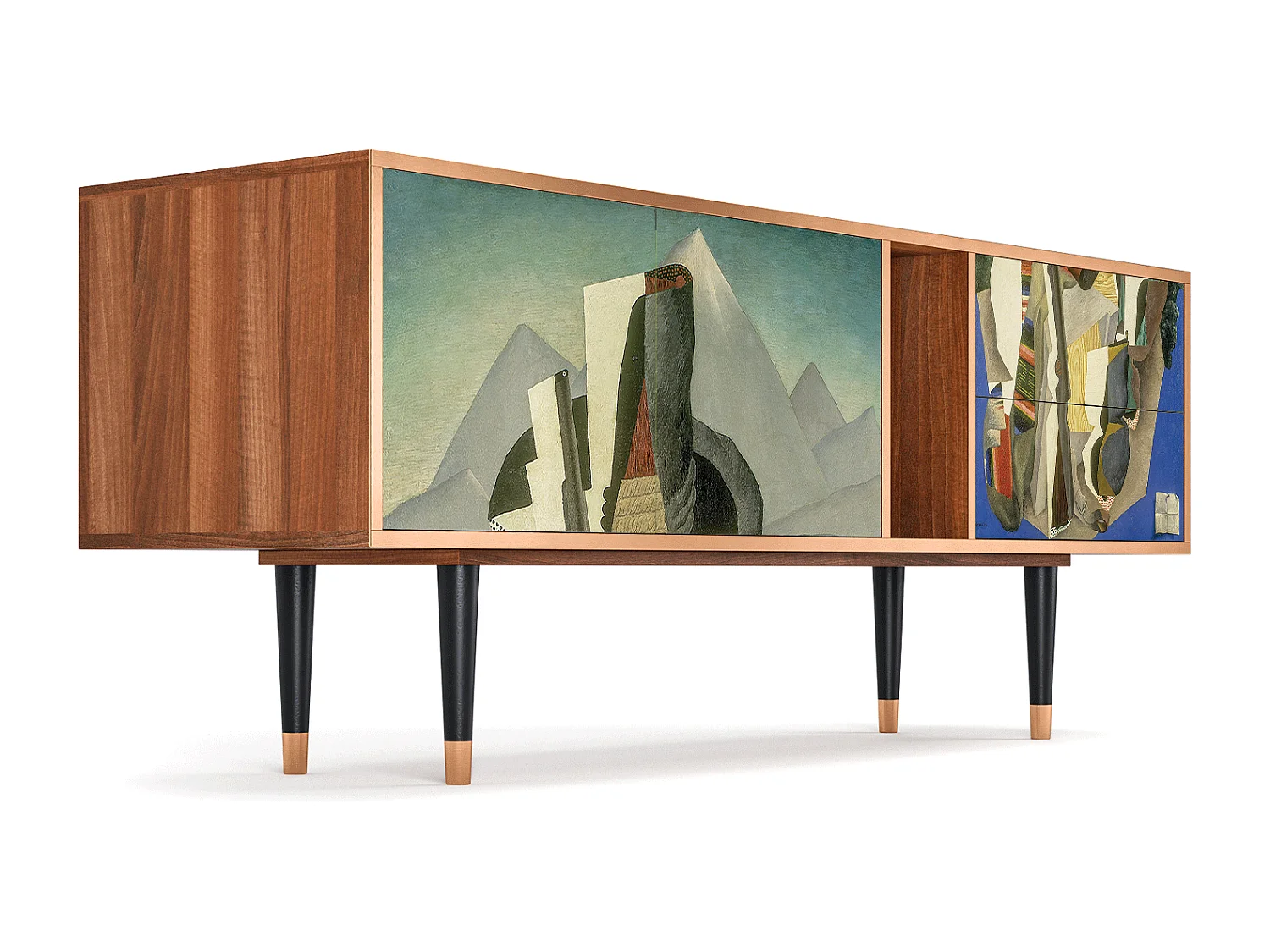 Meuble TV - 170х69х48 cm - T1 - The Cubist Paintings , Noyer