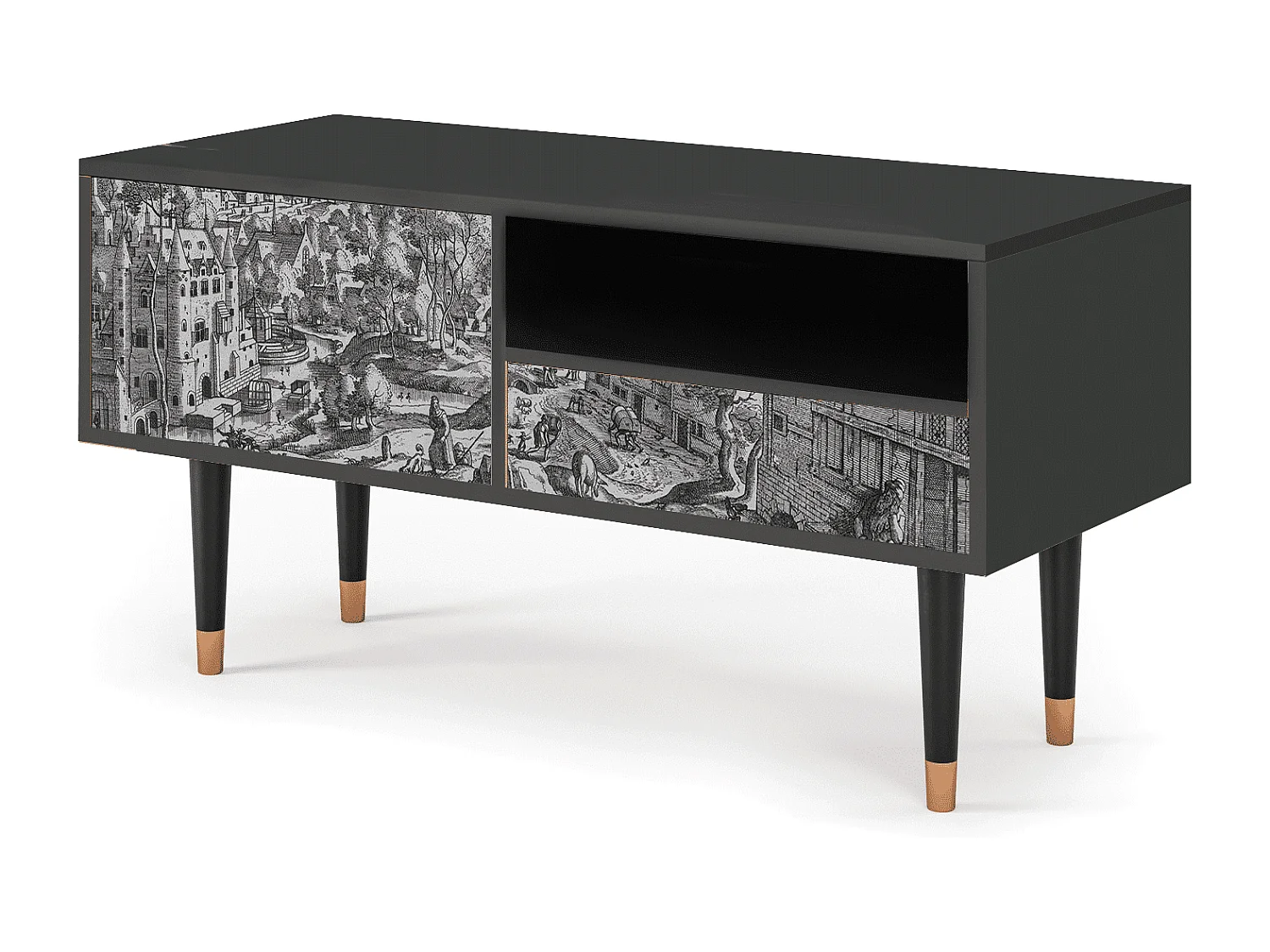 Mueble de TV - 115х59х48 cm - T3 - Bird Dropping, Antracita