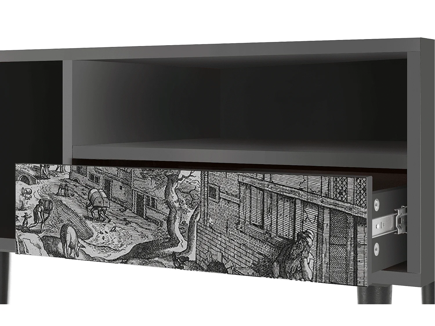 Mueble de TV - 115х59х48 cm - T3 - Bird Dropping, Antracita