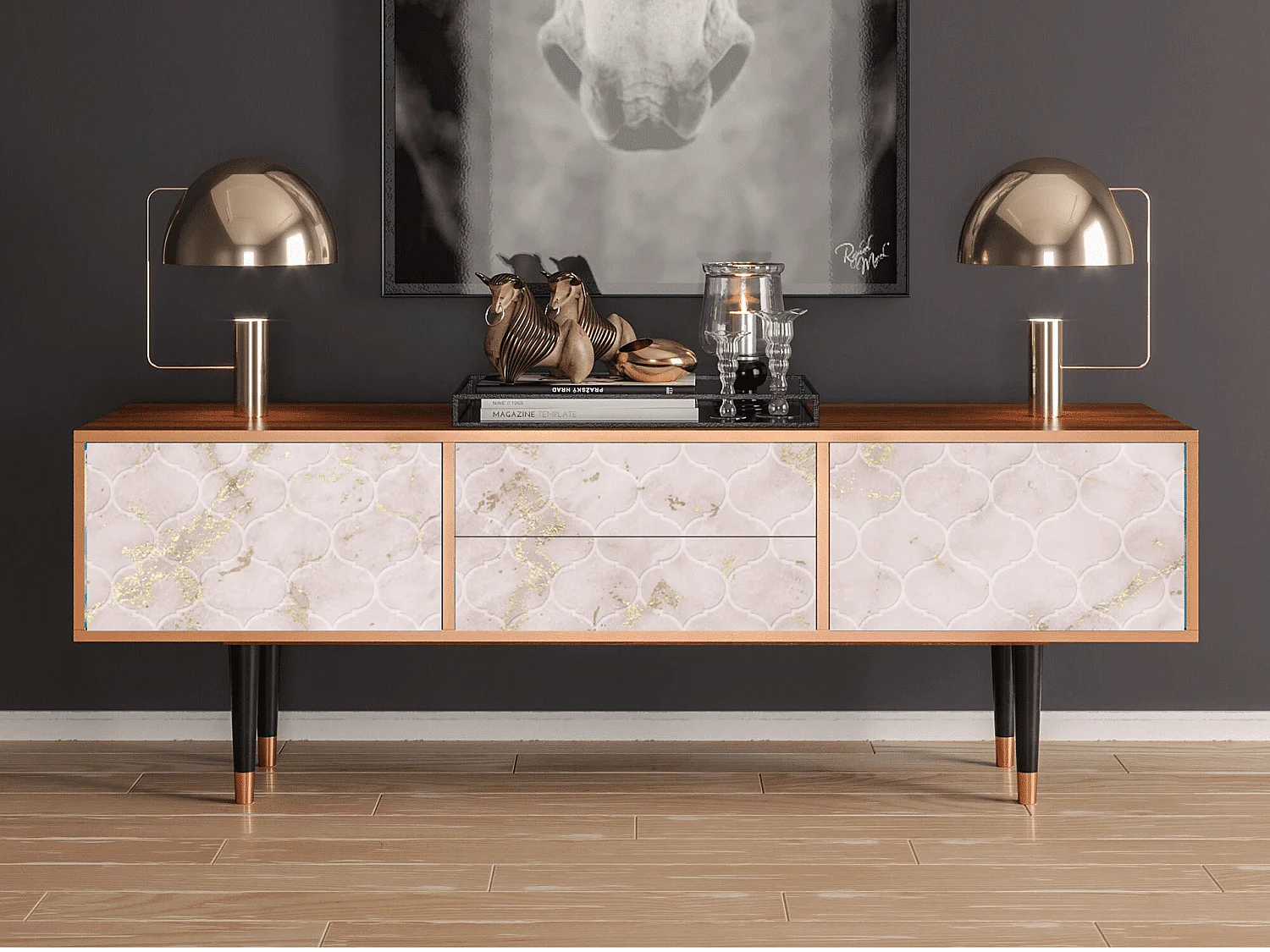 Meuble TV - 170х59х48 cm - T4 - Dirty Roses, Noyer