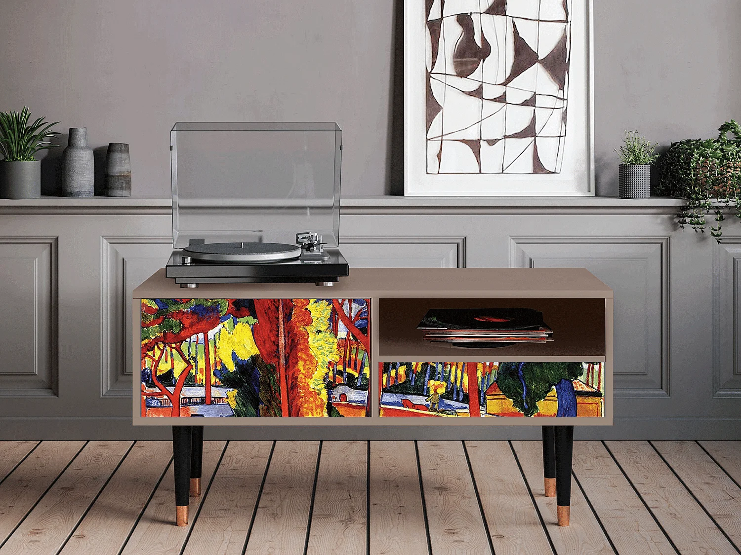 Szafka RTV - 115х59х48 cm - T3 - The Turning Road, Latte