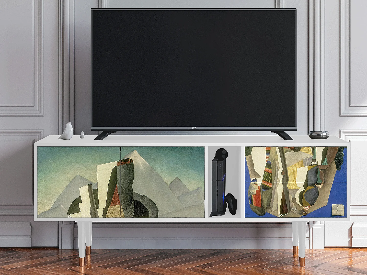 Meuble TV - 170х69х48 cm - T1 - The Cubist Paintings , Blanc