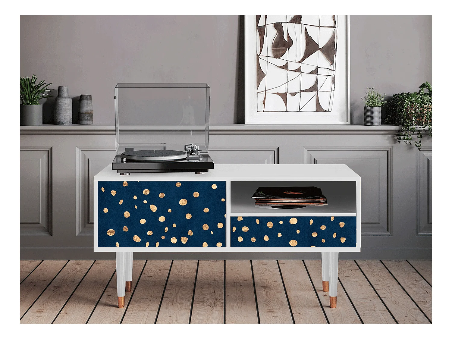 TV-Möbel - 115х59х48 cm - T3 - Night Skies, Weiß