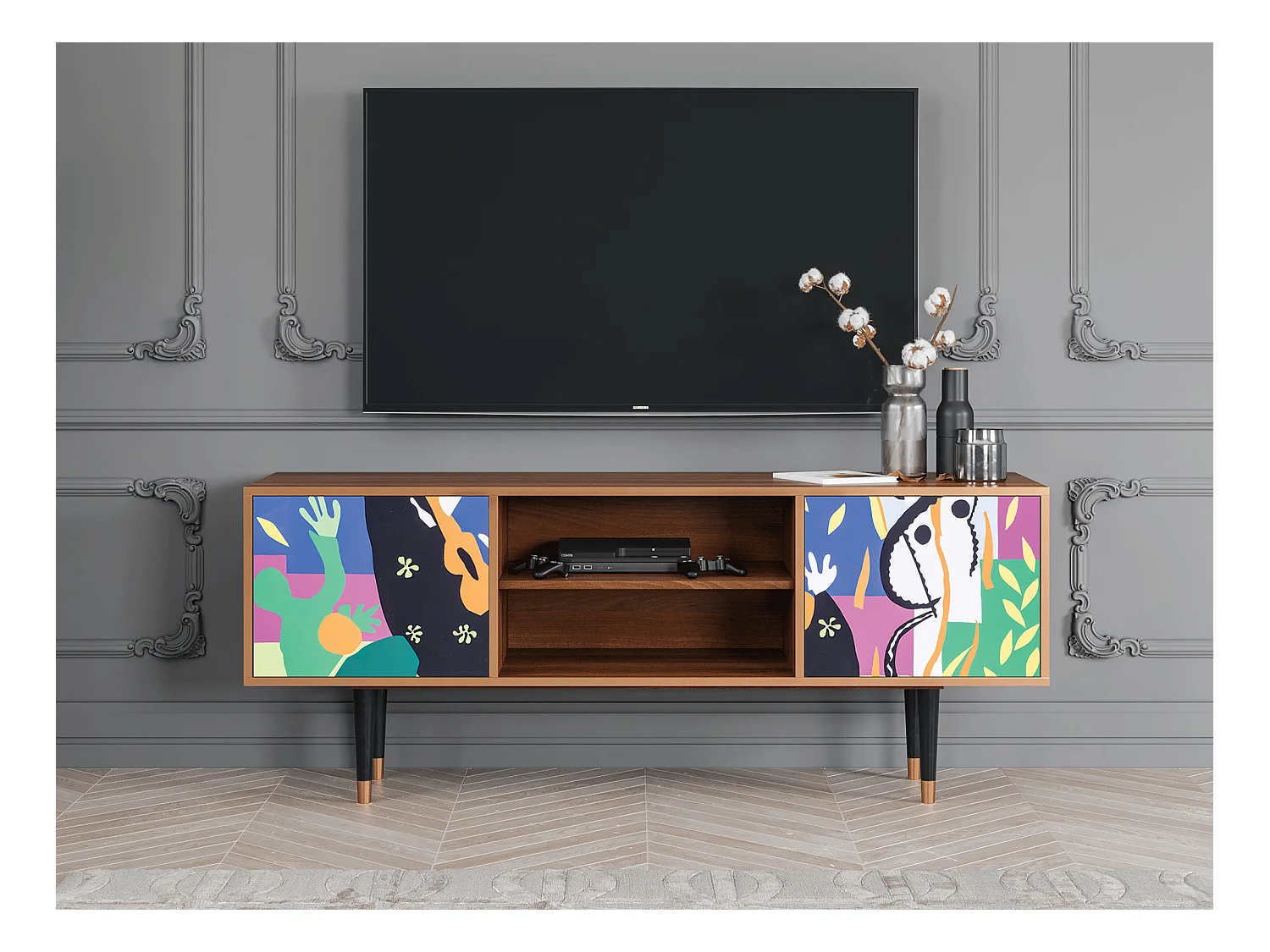 Meuble TV - 170х69х48 cm - T2 - La Tristesse du Roi, Noyer