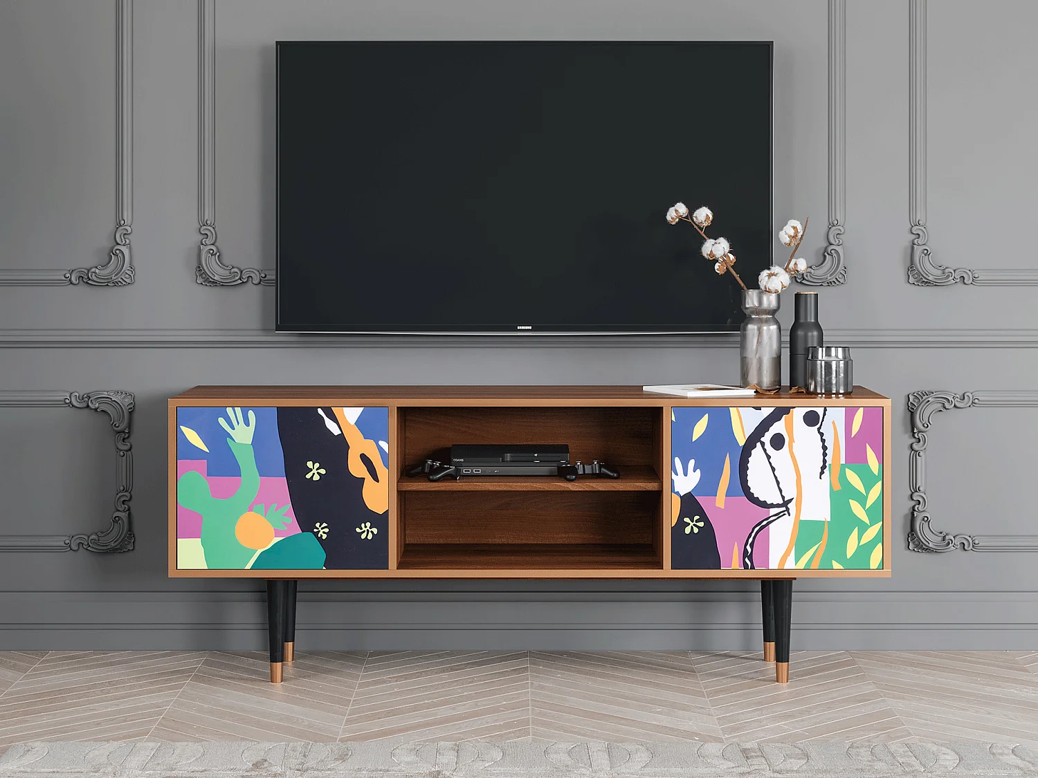 Szafka RTV - 170х69х48 cm - T2 - La Tristesse du Roi, Orzech