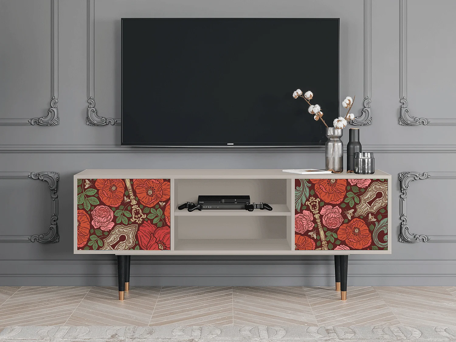 Mobile TV - 170х69х48 cm - T2 - Poppy Garden, Sabbia