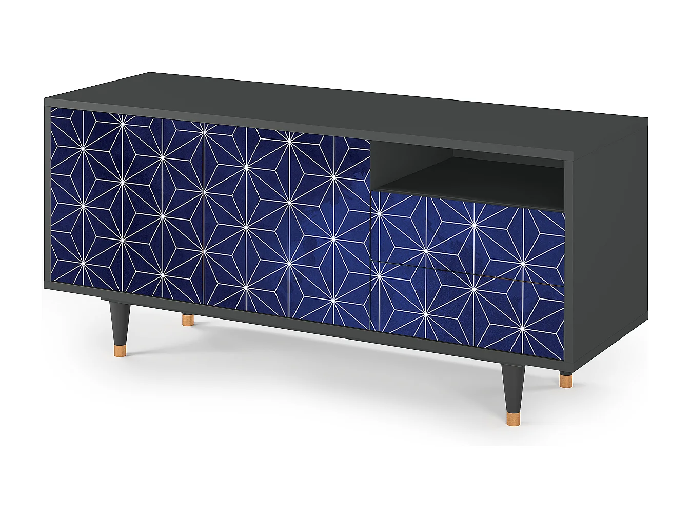 Meuble TV - 125х56х41 cm - T7 - Milky Way, Anthracite