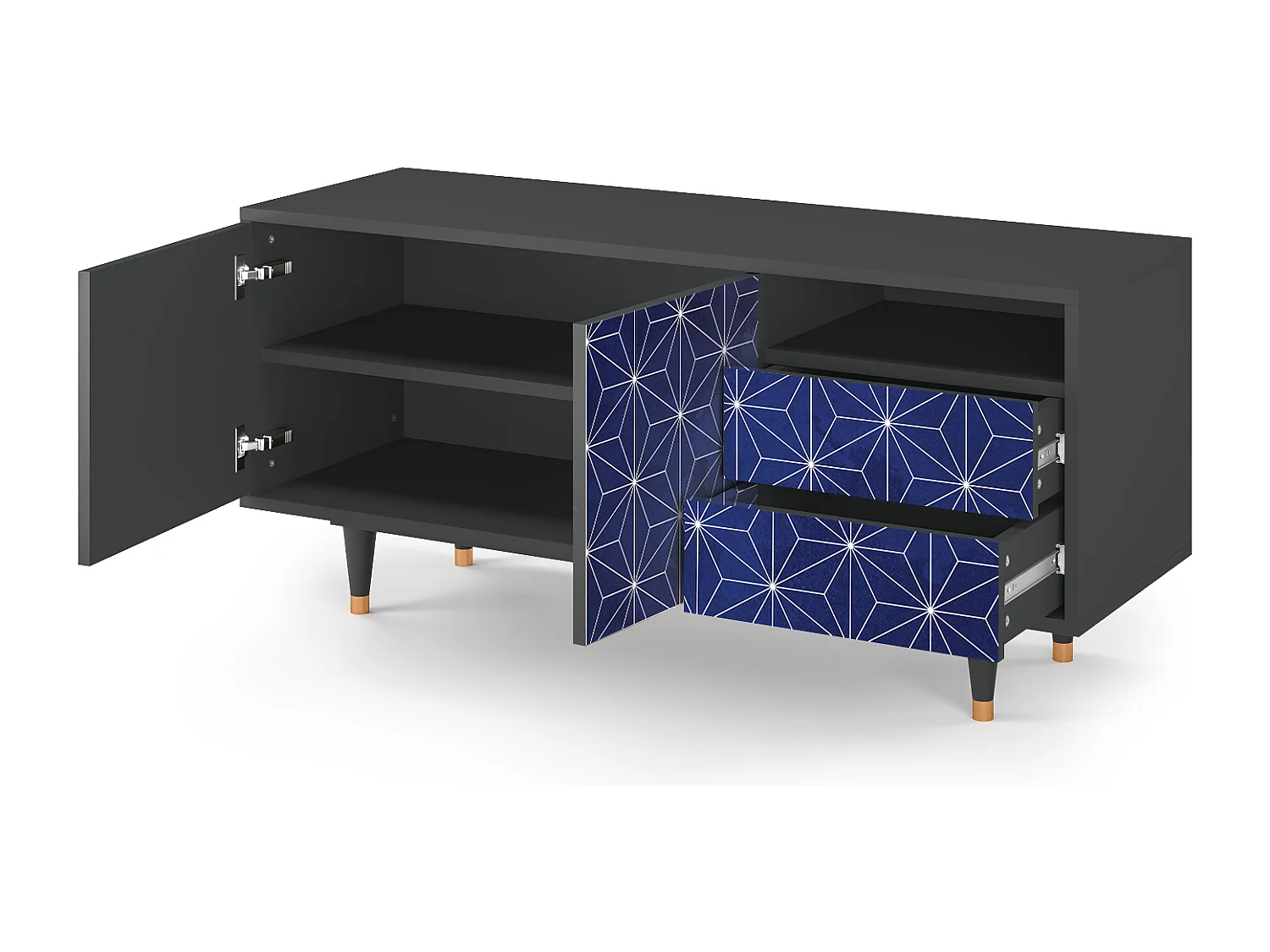 Meuble TV - 125х56х41 cm - T7 - Milky Way, Anthracite