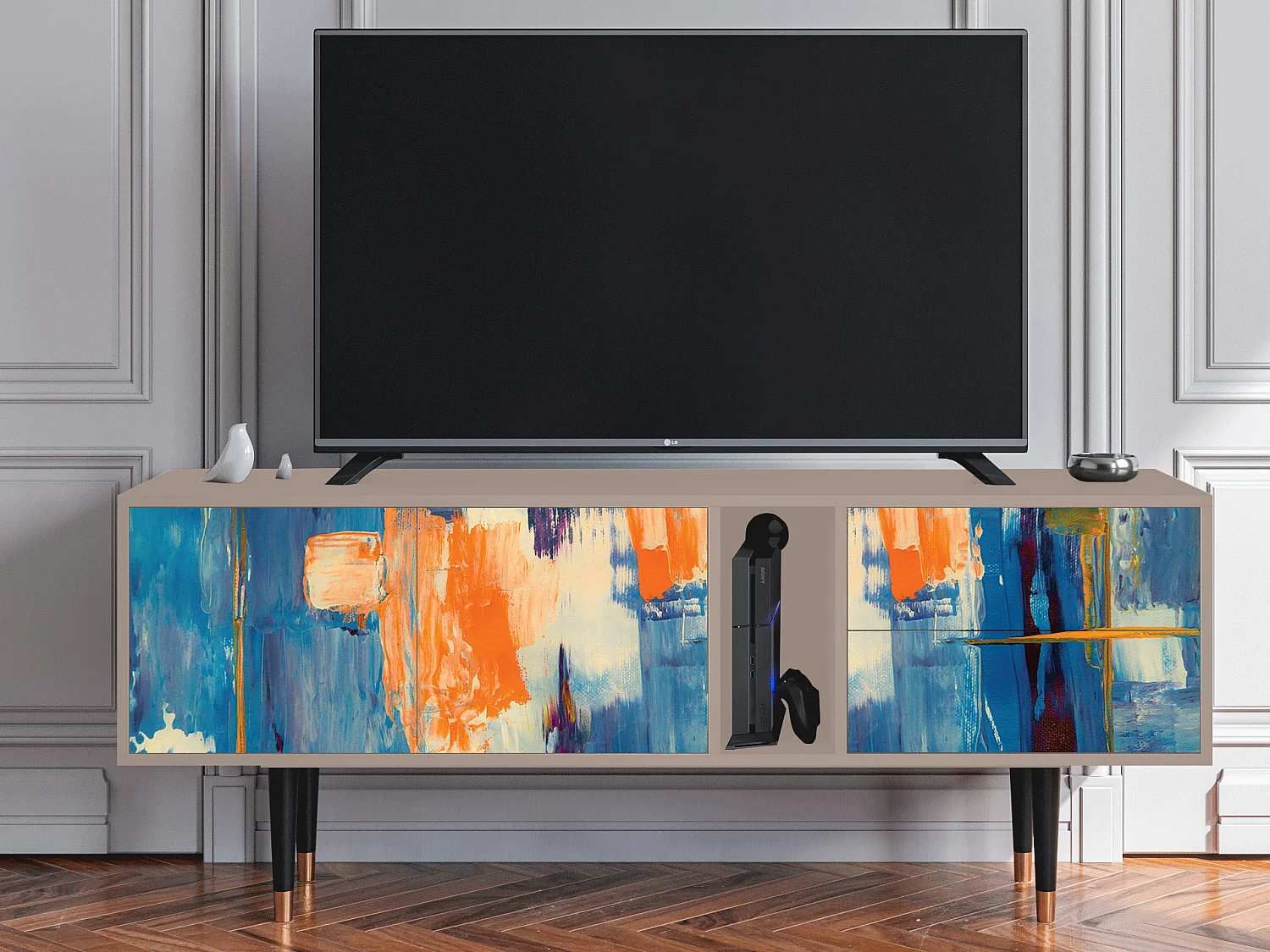 Meuble TV - 170х69х48 cm - T1 - Abstract Expressionism, Latte