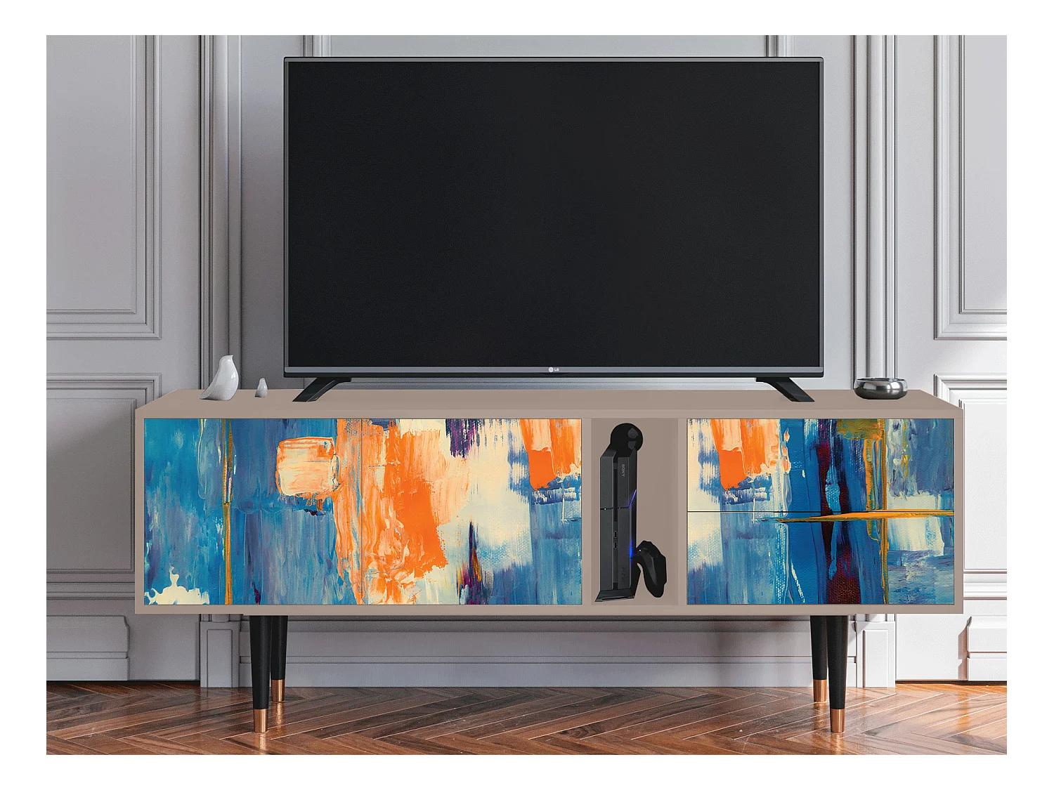 Meuble TV - 170х69х48 cm - T1 - Abstract Expressionism, Latte
